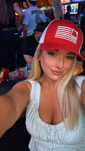 Red Trucker w/White Flag